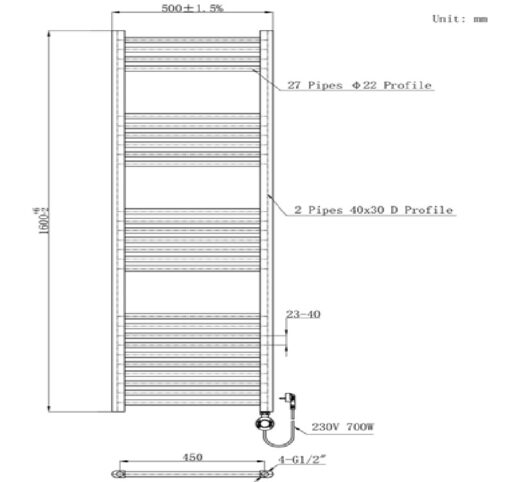 Radiator haddoekradiator met wifi gunmetal - Afbeelding 3