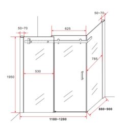 schuifzijwand zwart crbl045 90120 maten