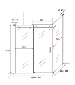 schuifzijwand zwart crbl045 90140 maten