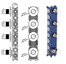 douchekraan stria met drie stopkranen rvs - afbeelding 3